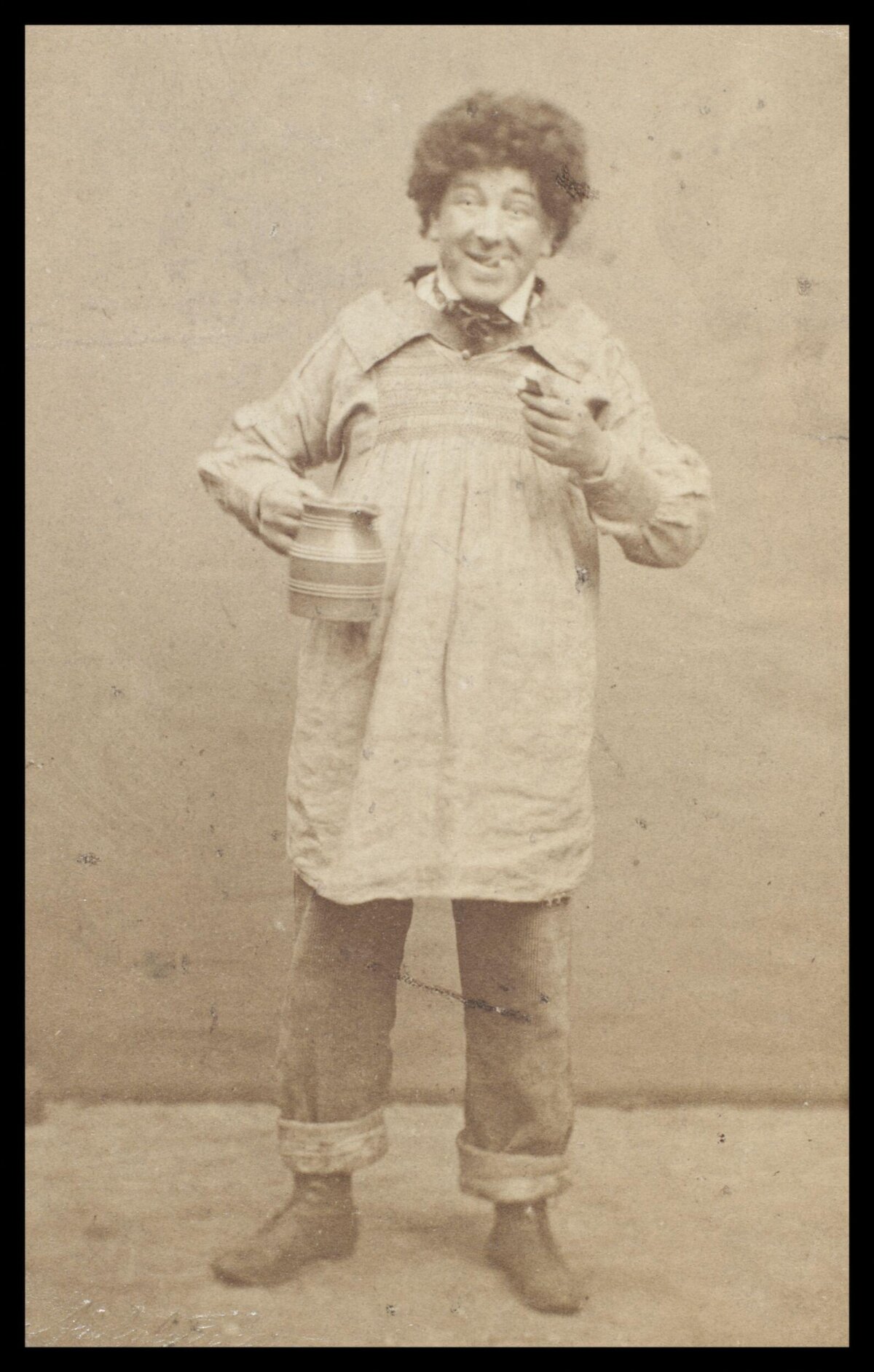 Vintage Portrait of Man Holding Jug