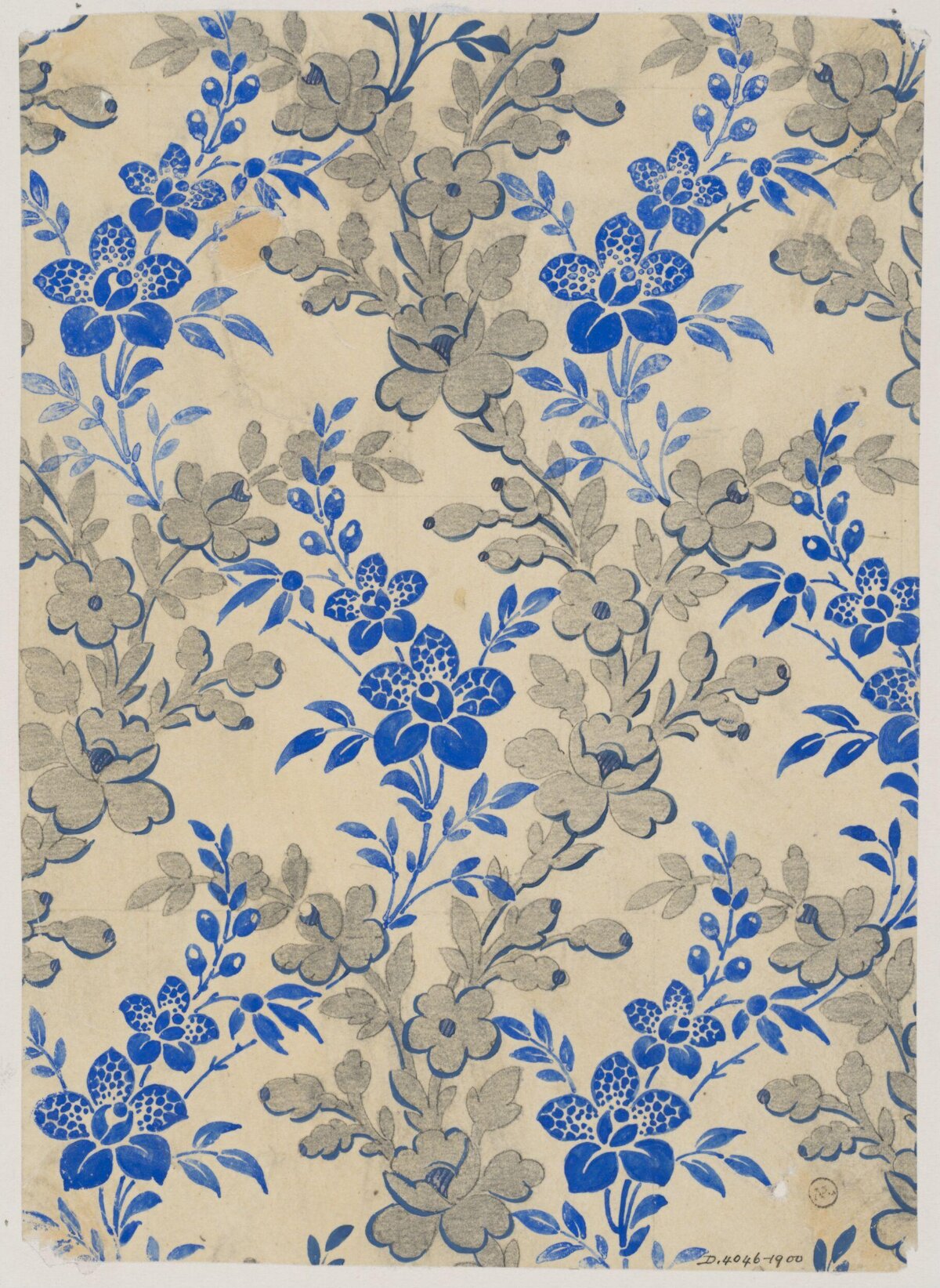 Blue Grey Floral Textile Pattern