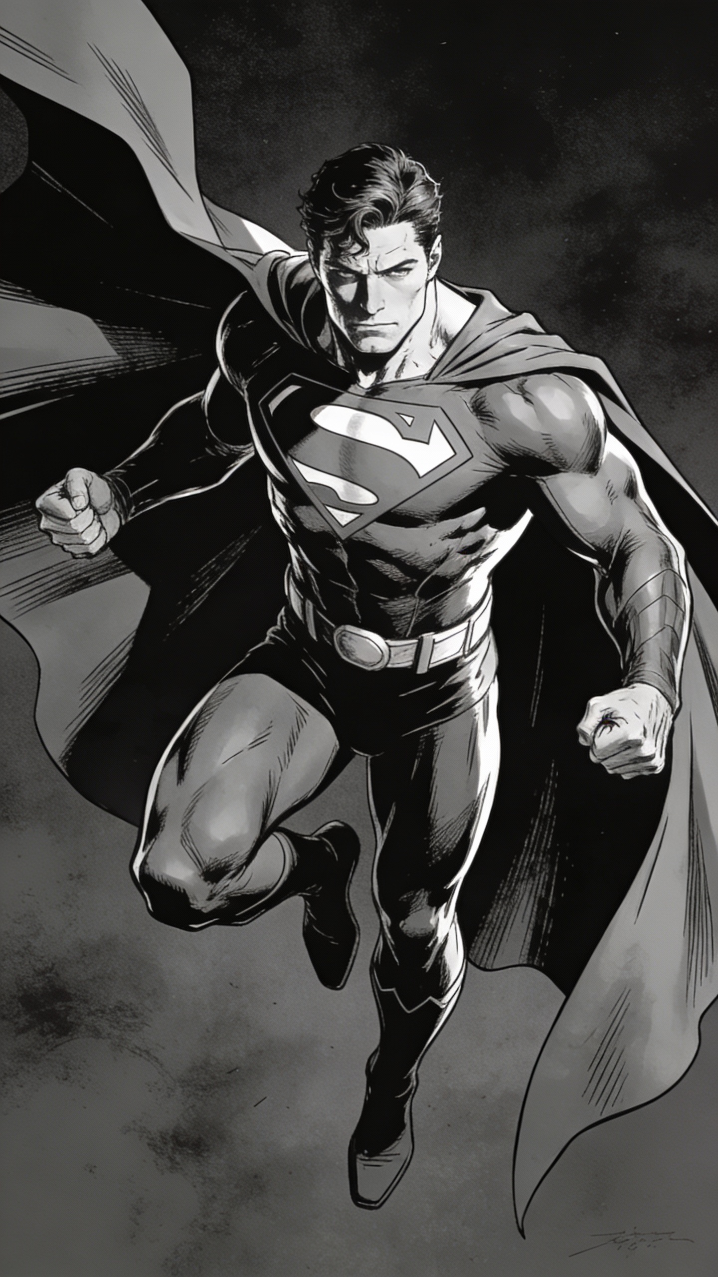 Black and White Superman Comic Art
