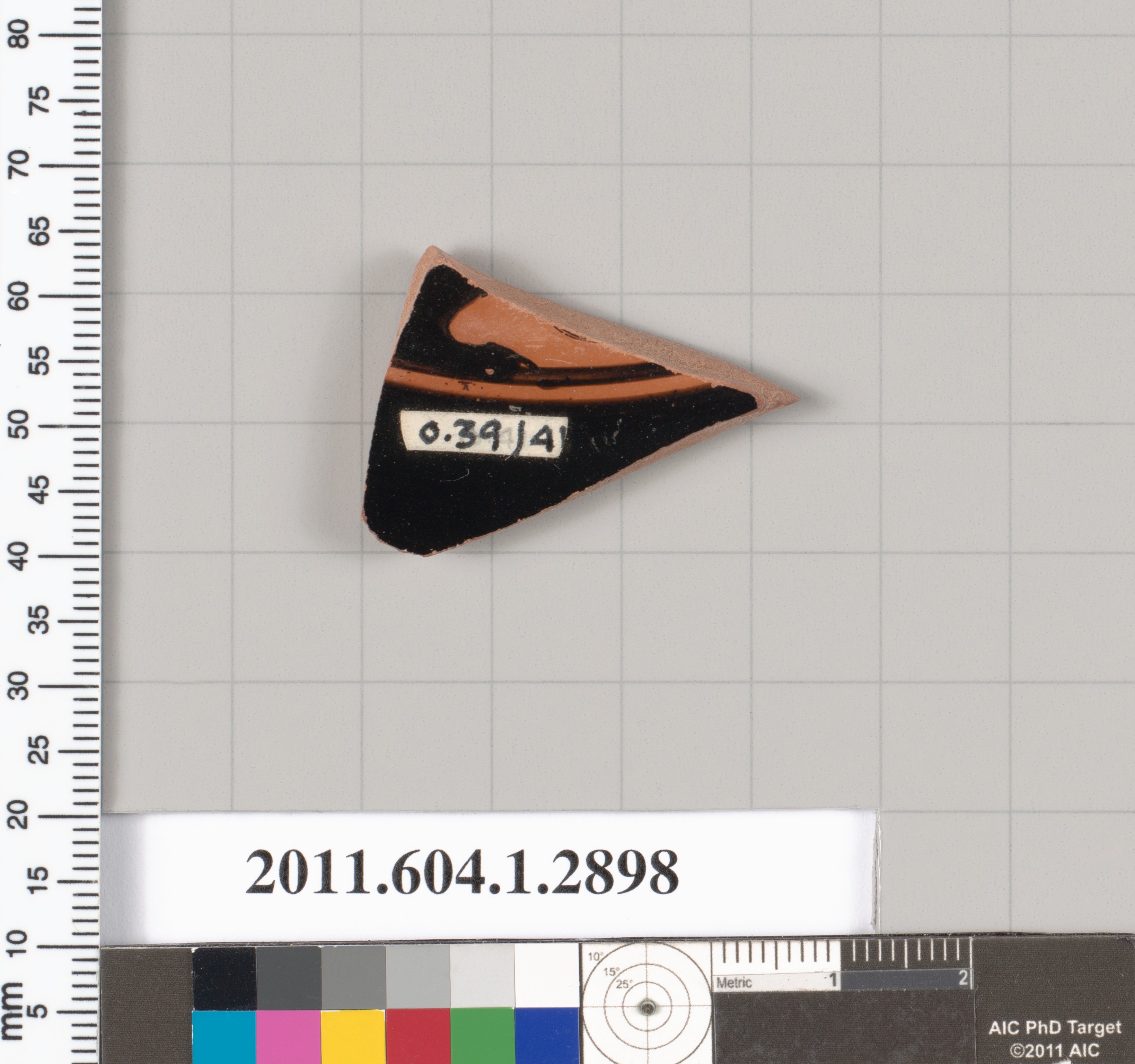 Labeled Pottery Shard Artifact