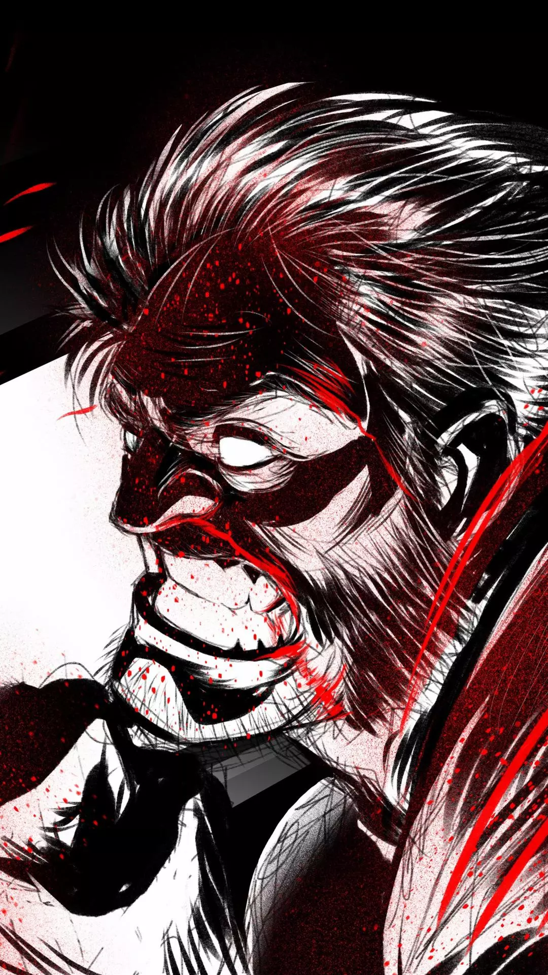 Angry Bloodied Masked Comic Warrior