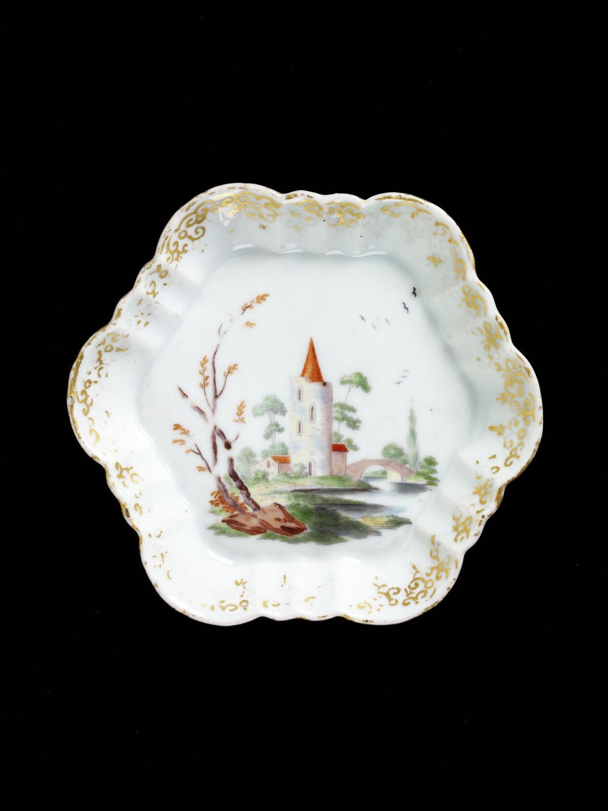 Hand-painted Landscape Porcelain Dish