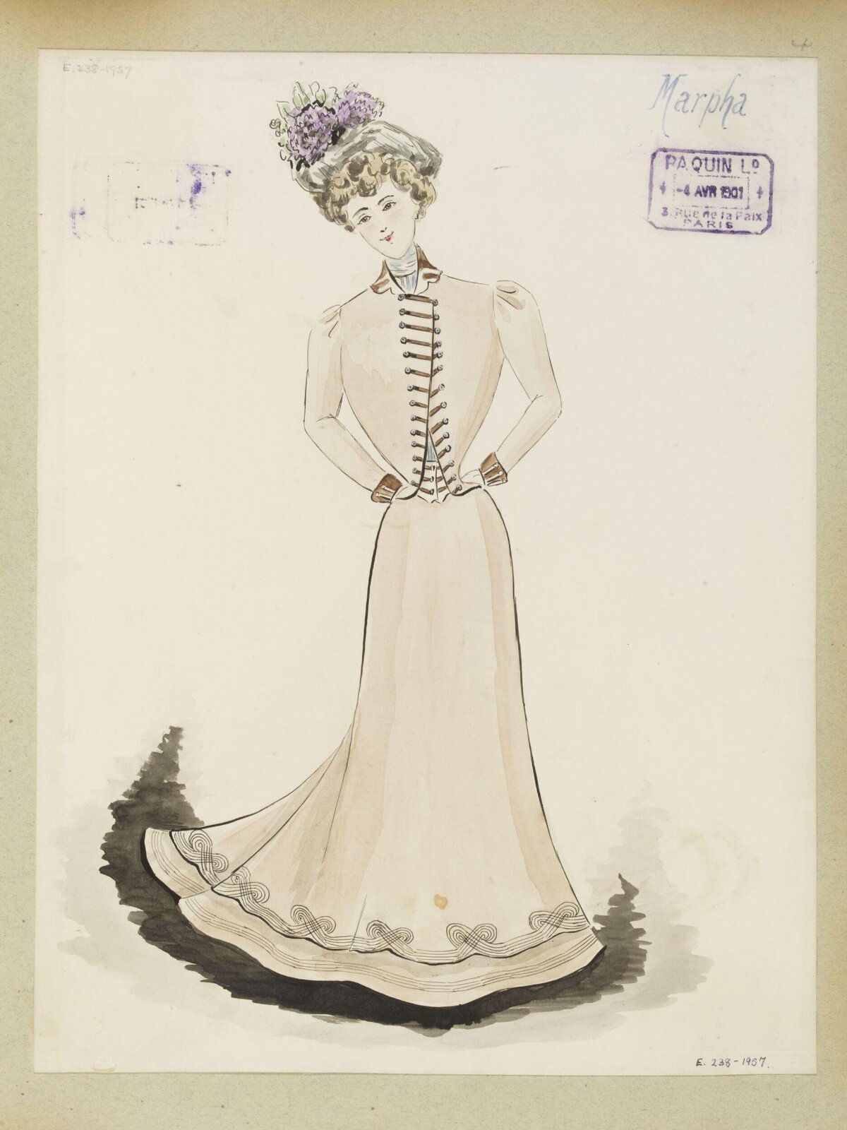 1901 Paquin Paris Fashion Sketch