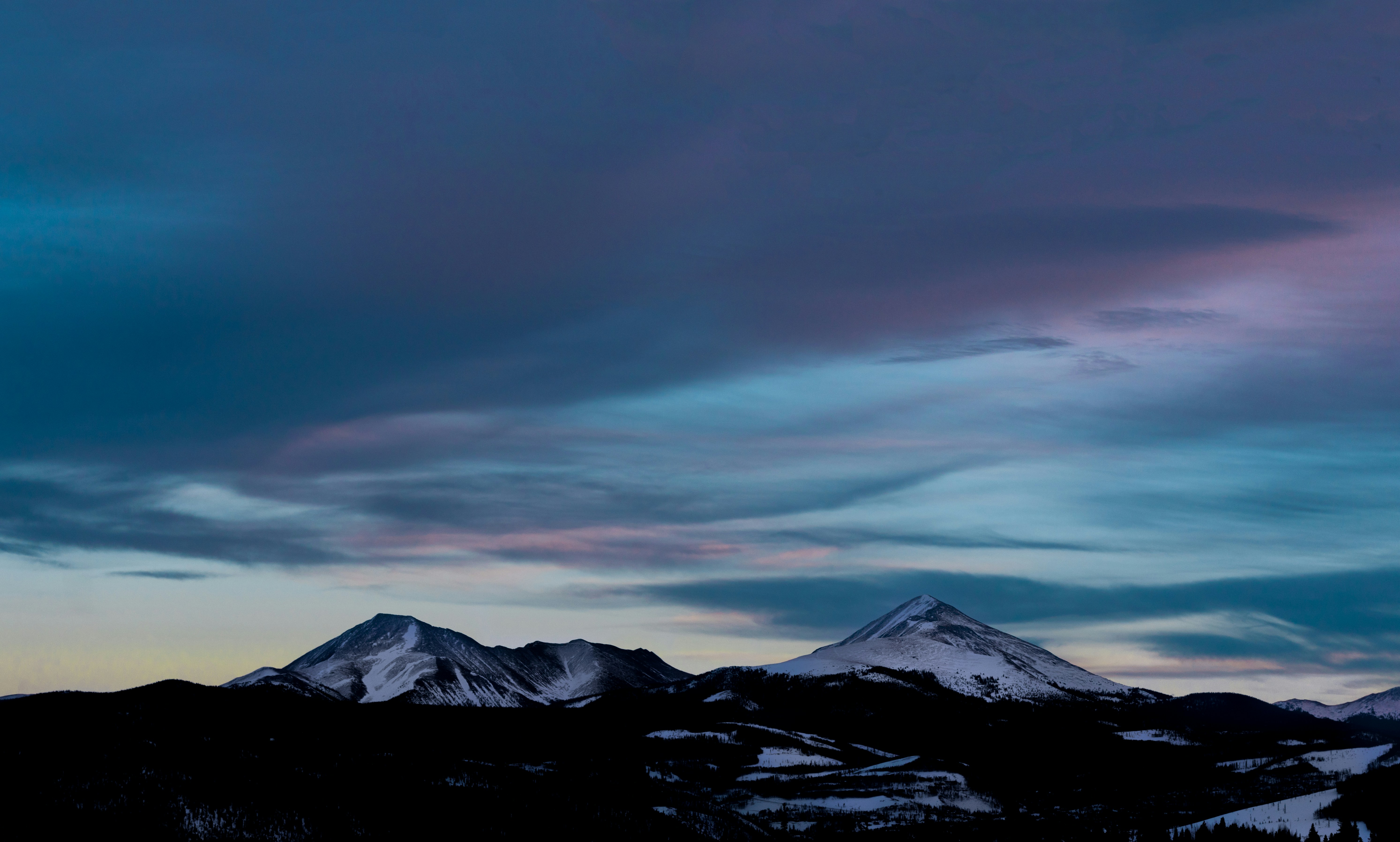 Twilight Snow Capped Mountains
