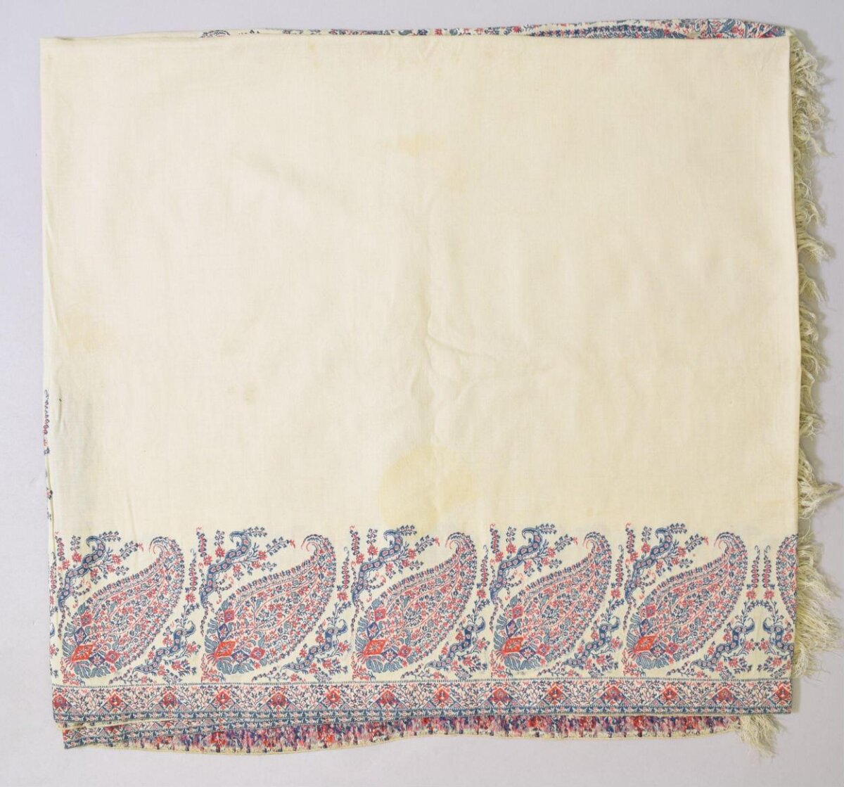 Vintage Paisley Border Fringed Shawl