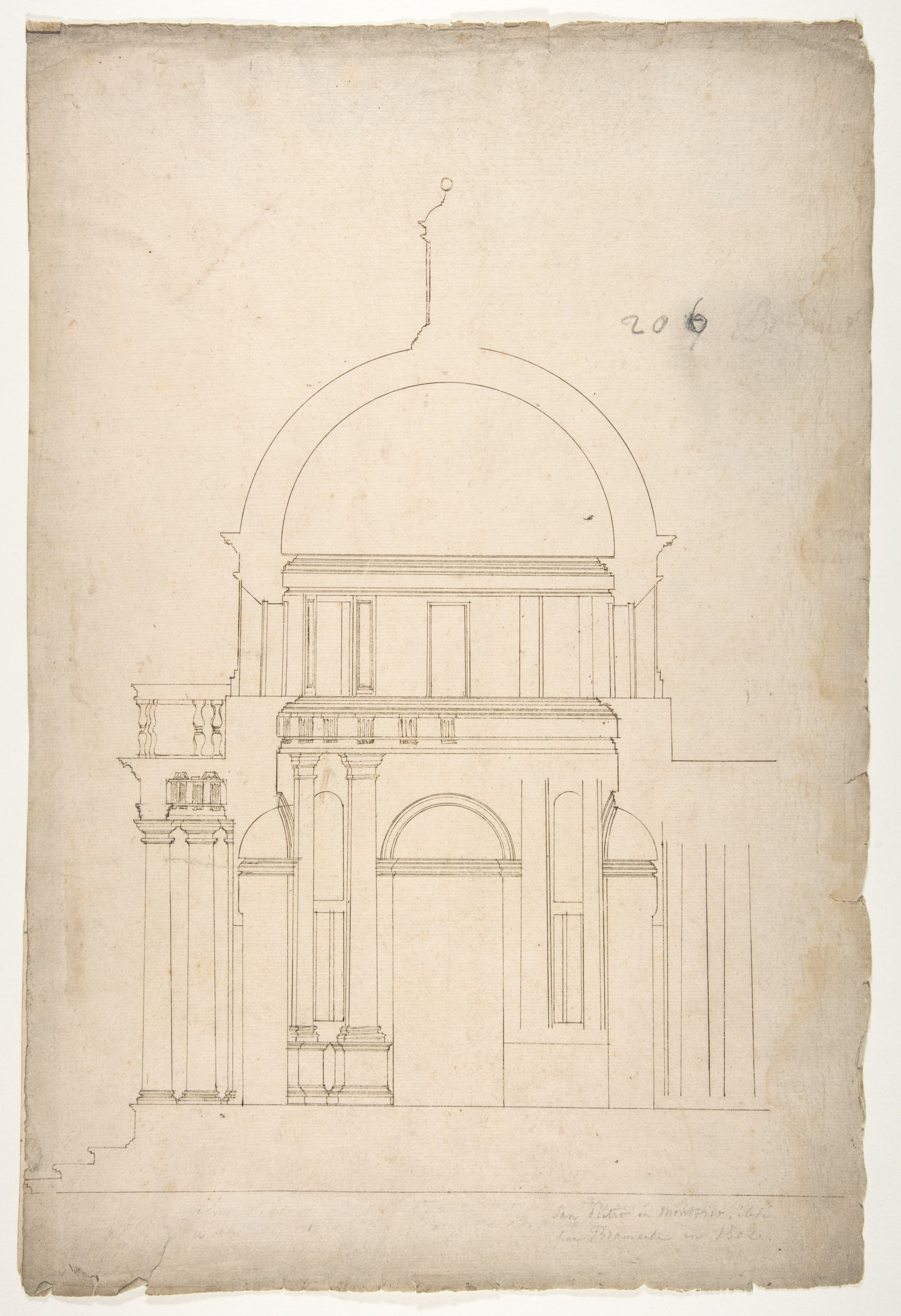 Architectural Section Drawing of Domed Building