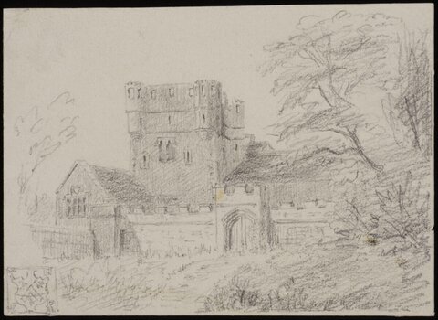Pencil Sketch of Old Castle Gatehouse