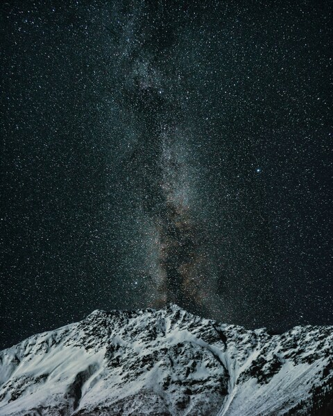 Starry Sky Over Snow Mountain