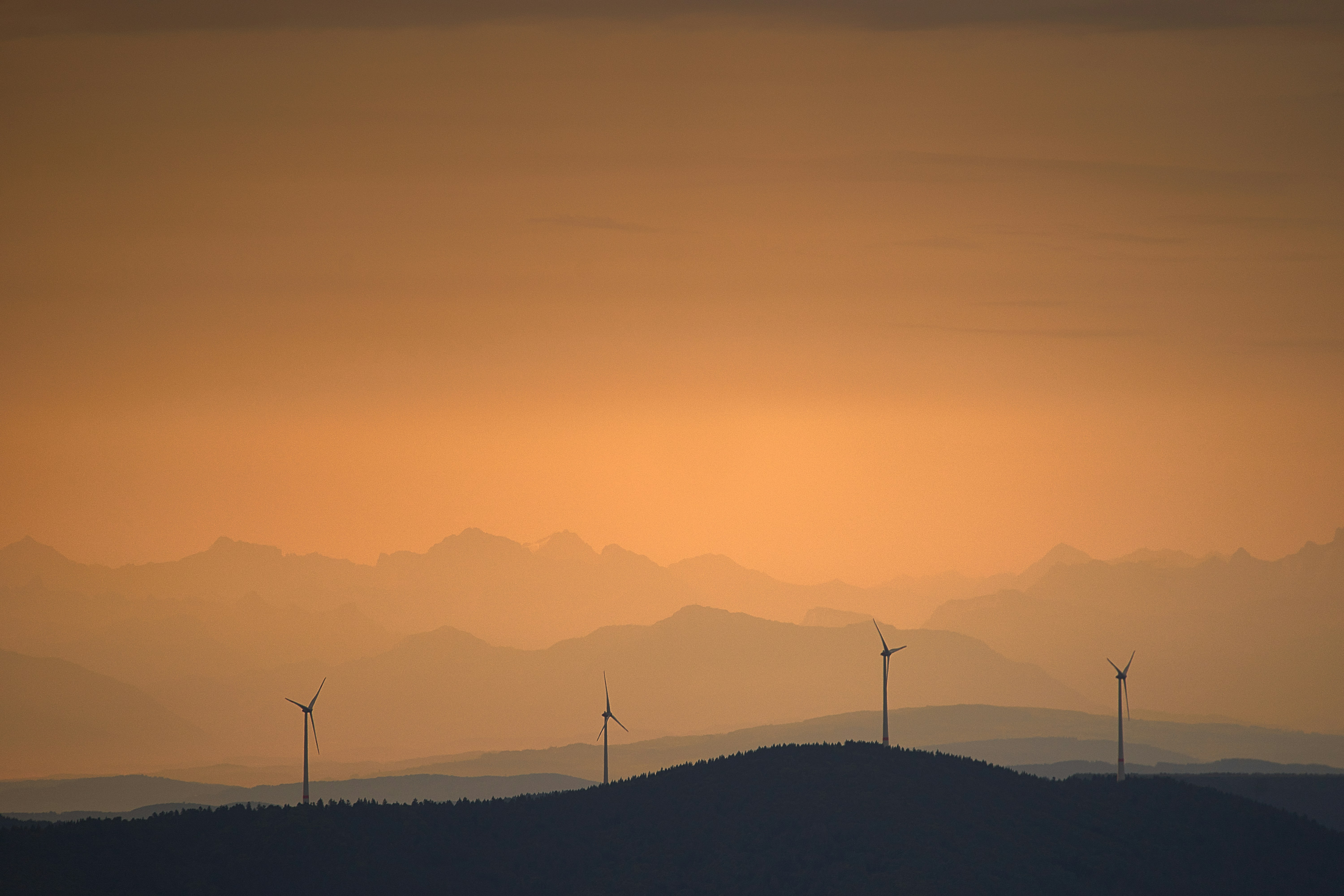 Wind Turbines at Sunset