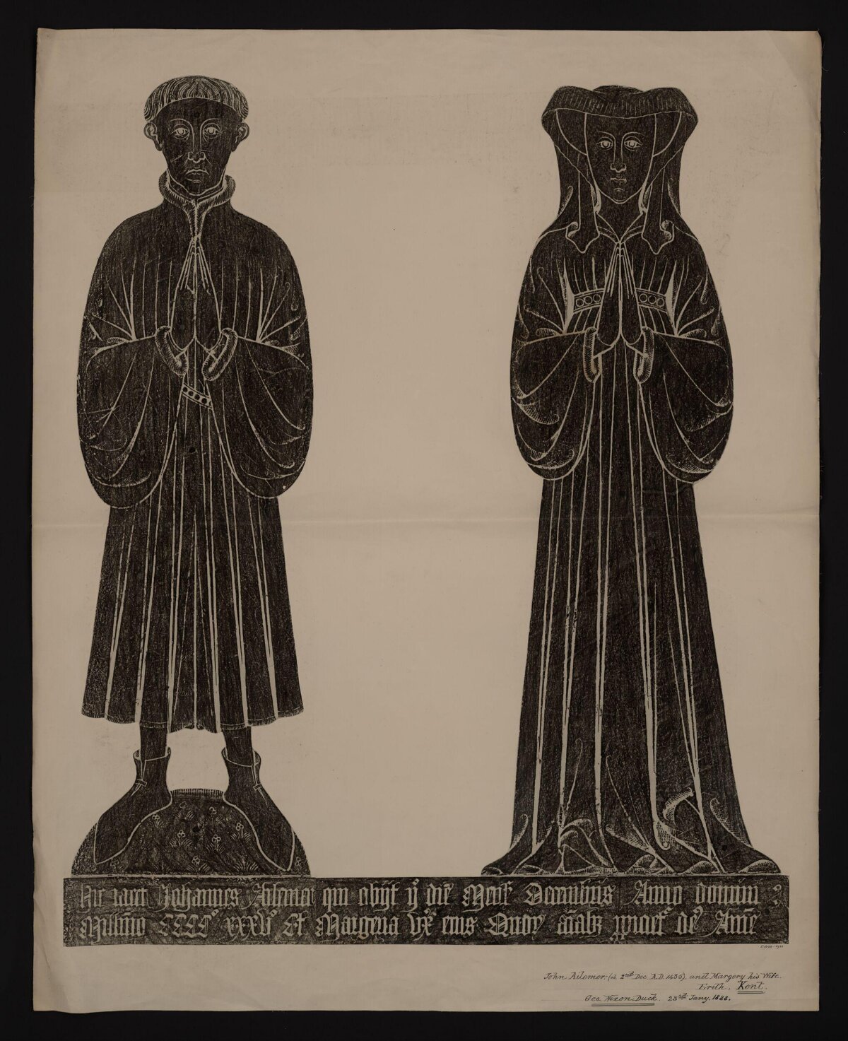 Brass Rubbing of Medieval Couple