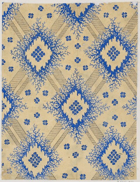 Blue Floral Diamond Pattern Design