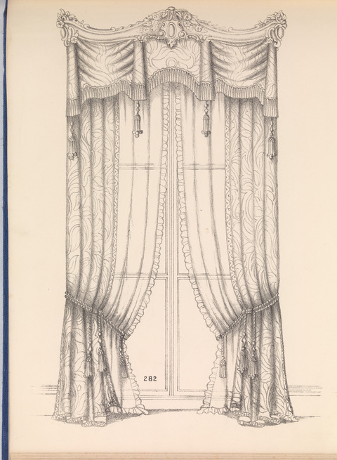 Pencil Sketch of Ornate Window Curtains