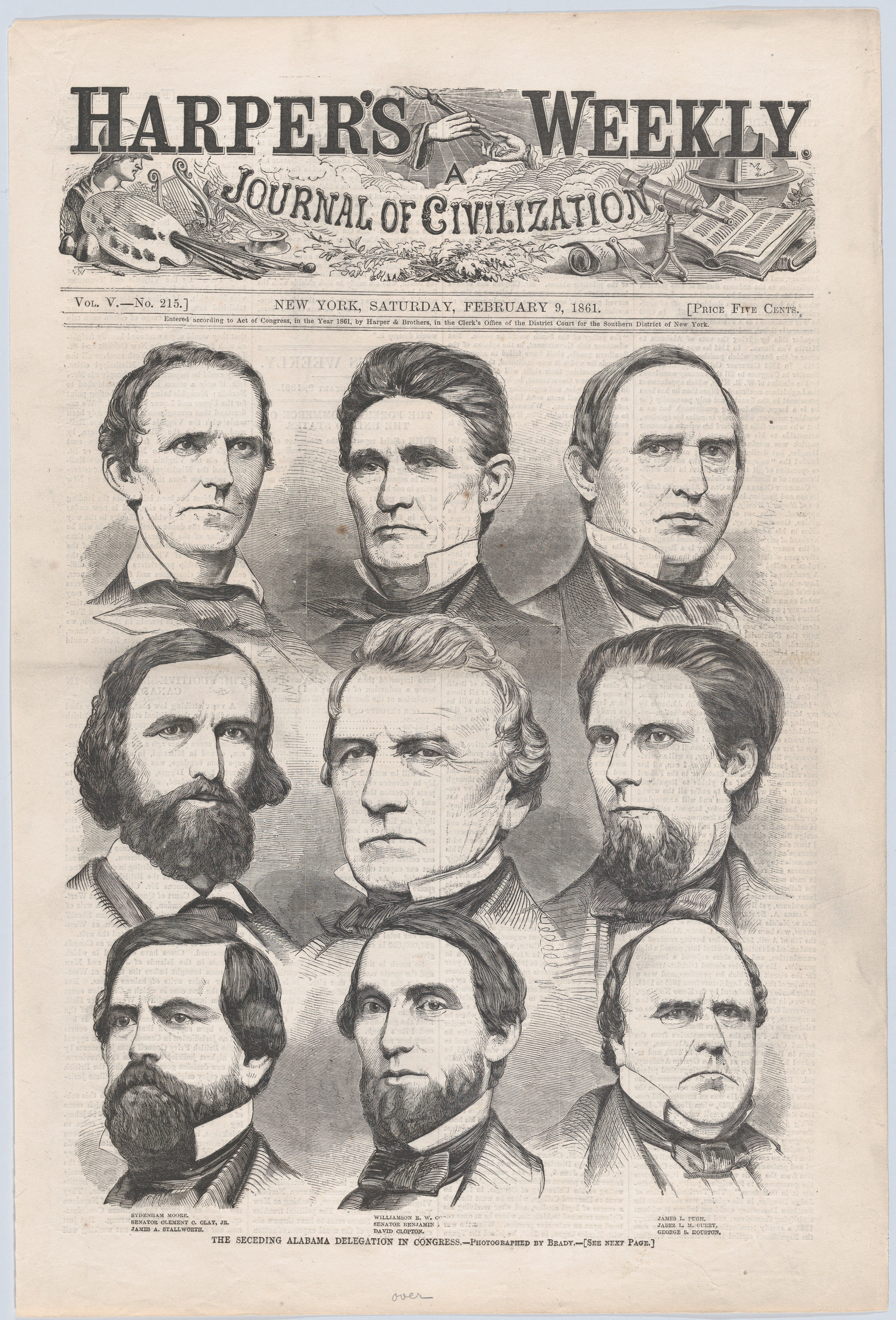 Harper's Weekly 1861 Alabama Delegation Cover