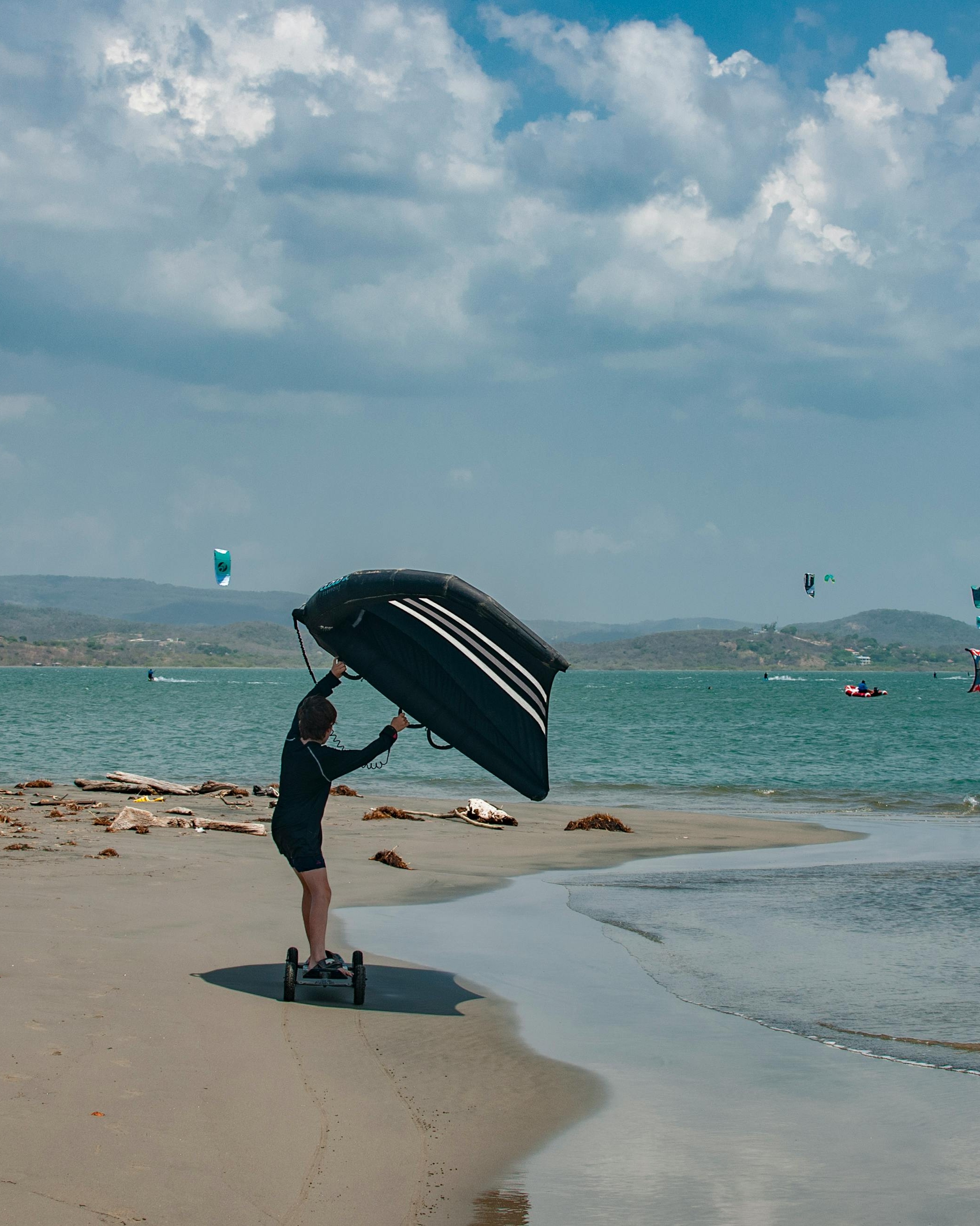 Land Kite Boarding on Sandy Beach