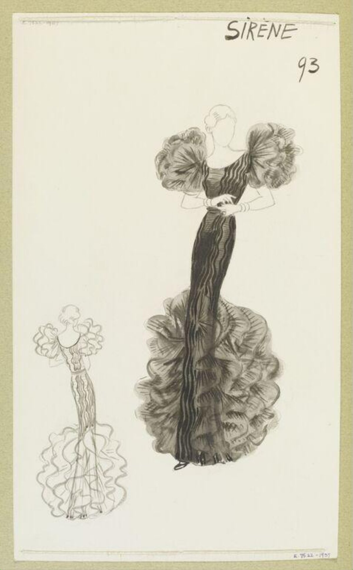 Vintage Sirène Gown Fashion Sketch