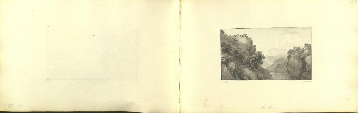 Mountain River Gorge Ink Sketch