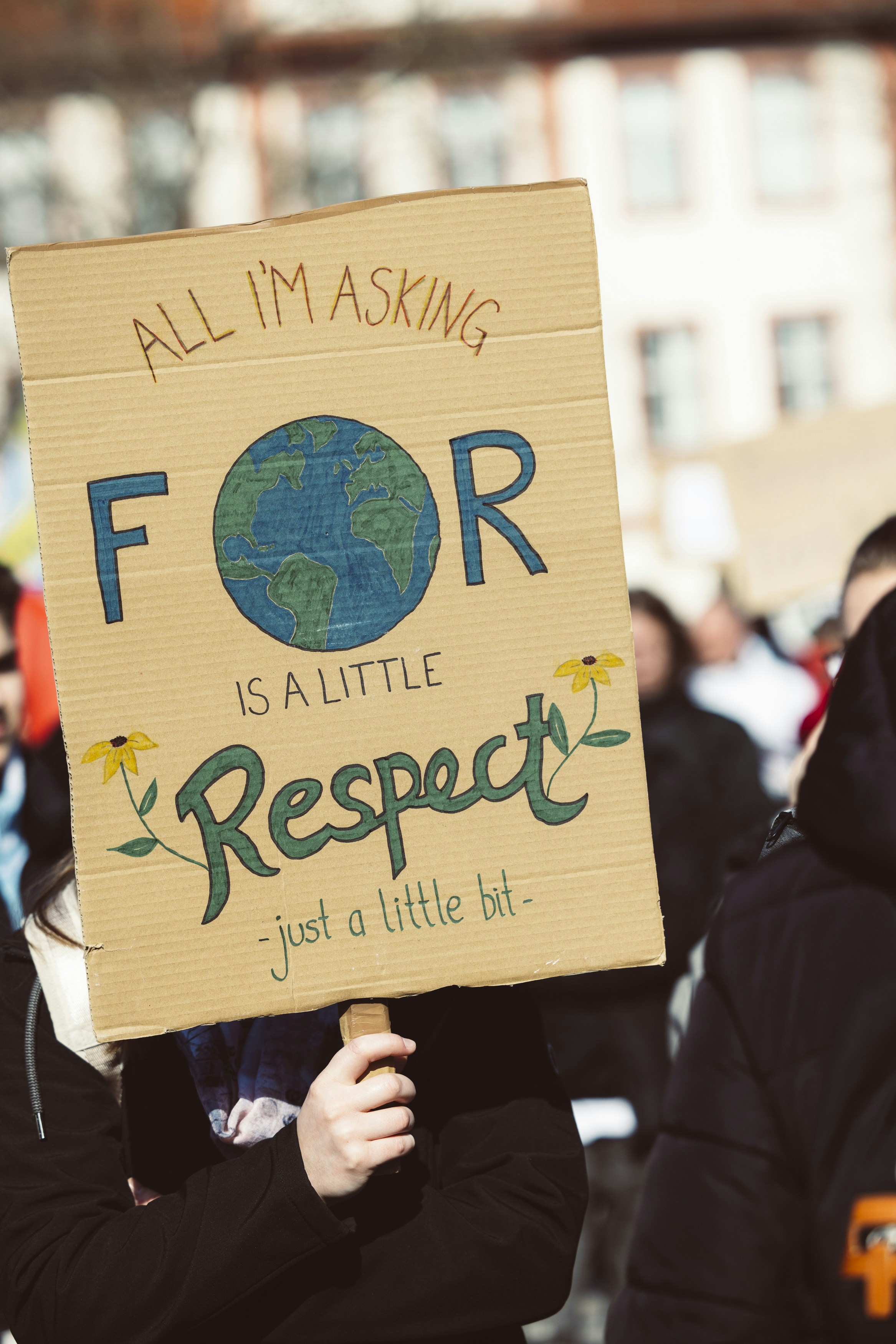 Climate Protest Sign Asking For Earth Respect