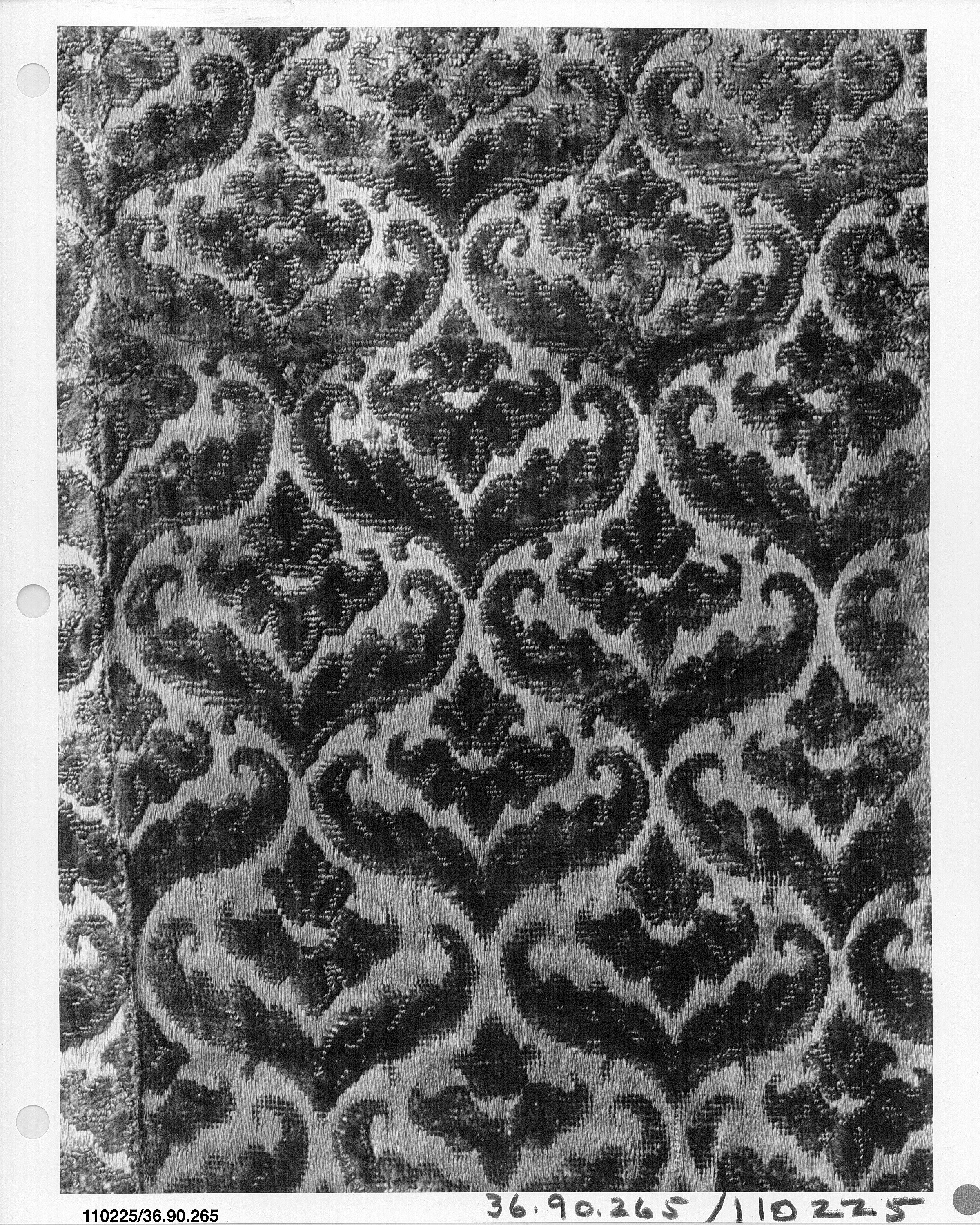 Antique Damask Pattern Textile Fragment