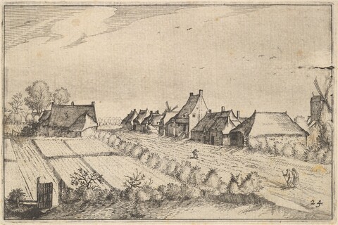 Rural Village Landscape Etching