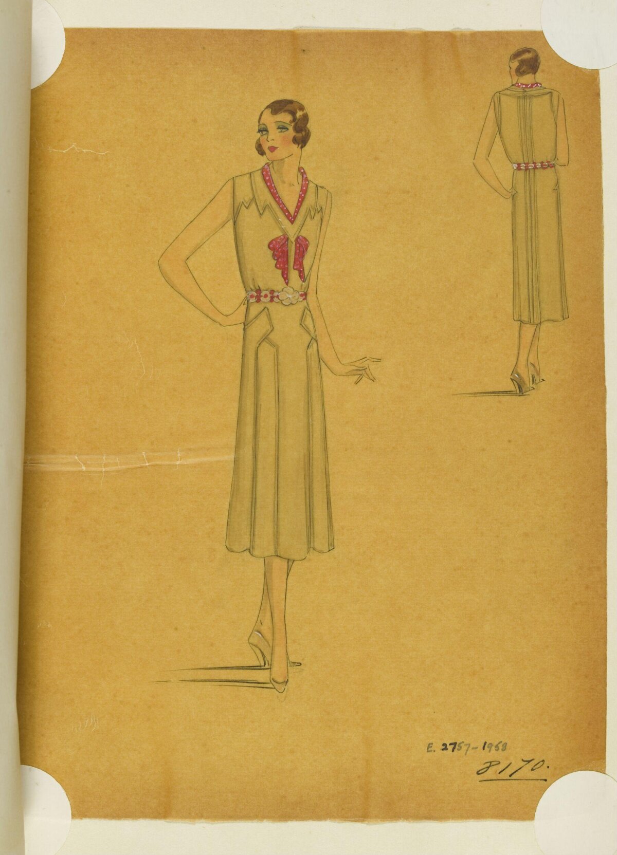 Vintage Day Dress Fashion Sketch