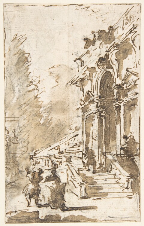 Sketch of Architectural Entrance with Figures