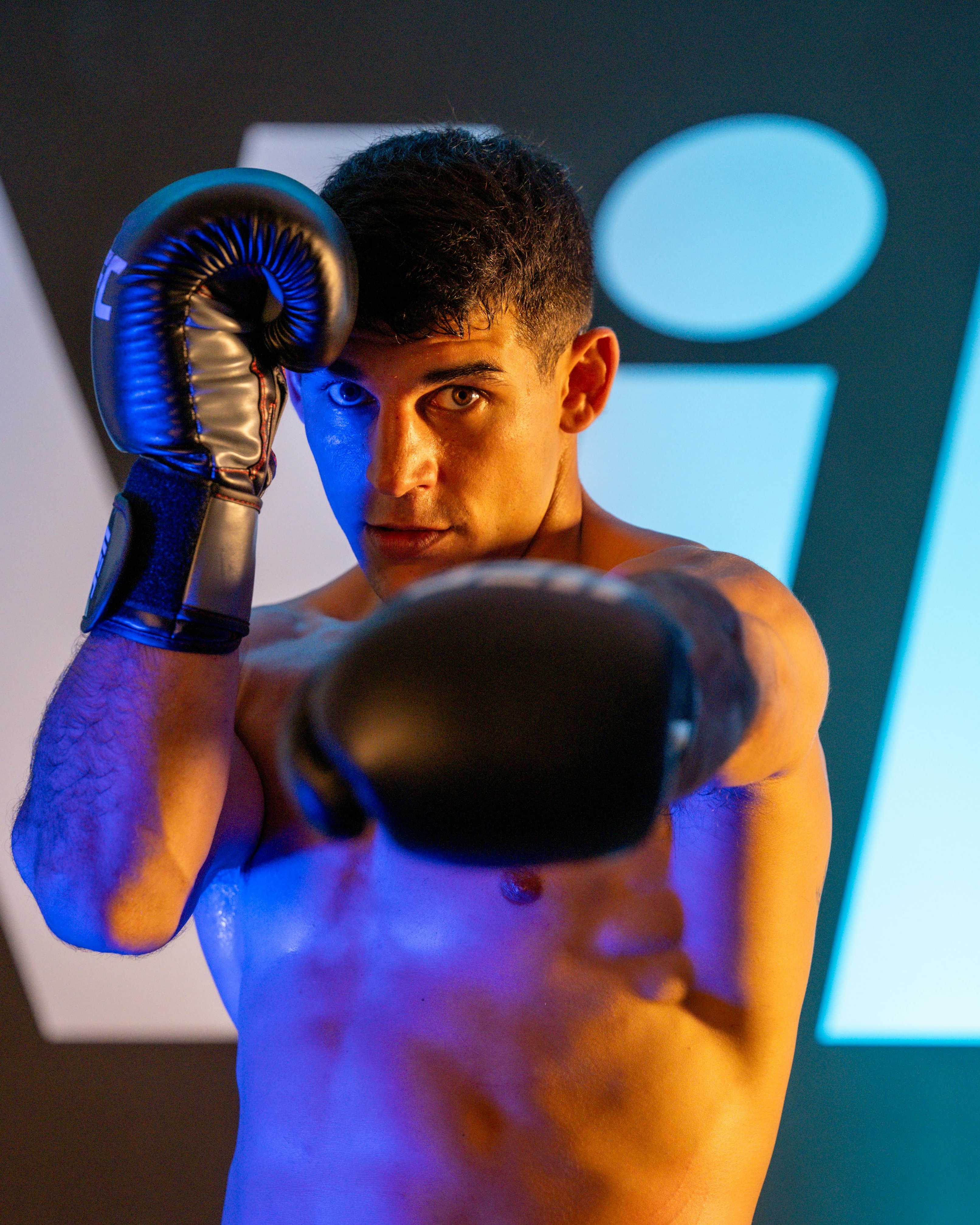 Shirtless Boxer in Fighting Stance