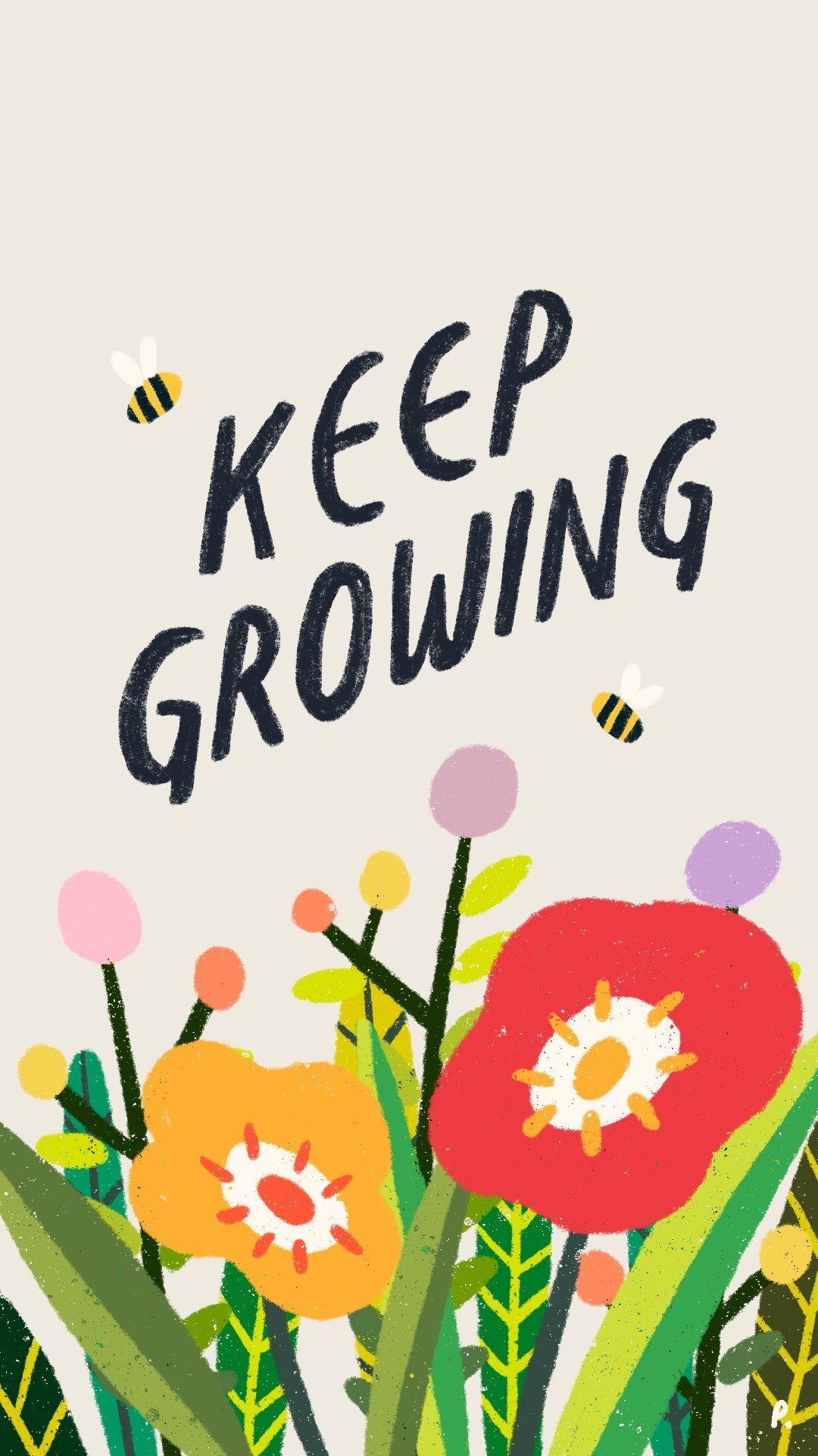 Keep Growing Floral Motivational Art