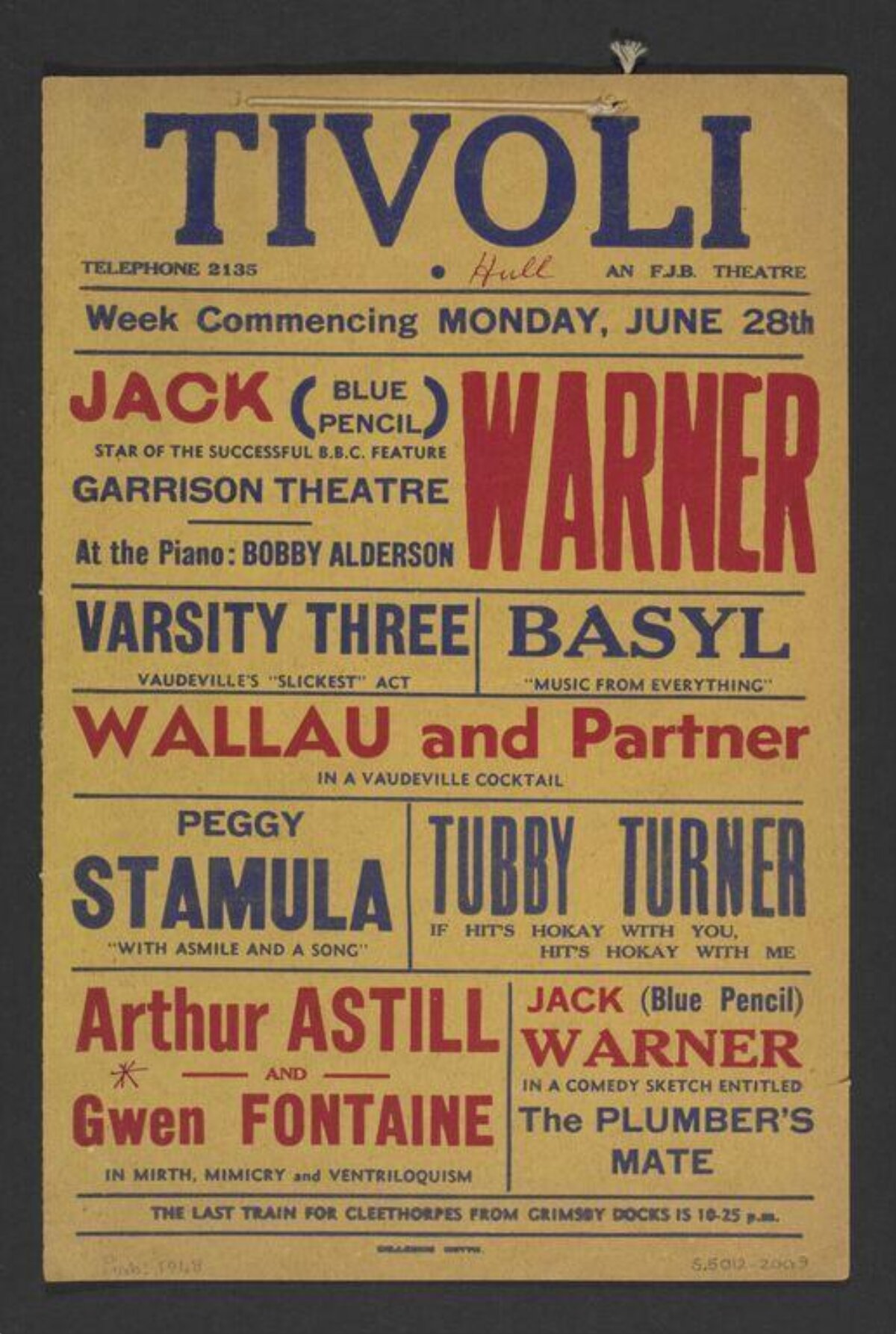 Vintage Tivoli Theatre Performance Playbill