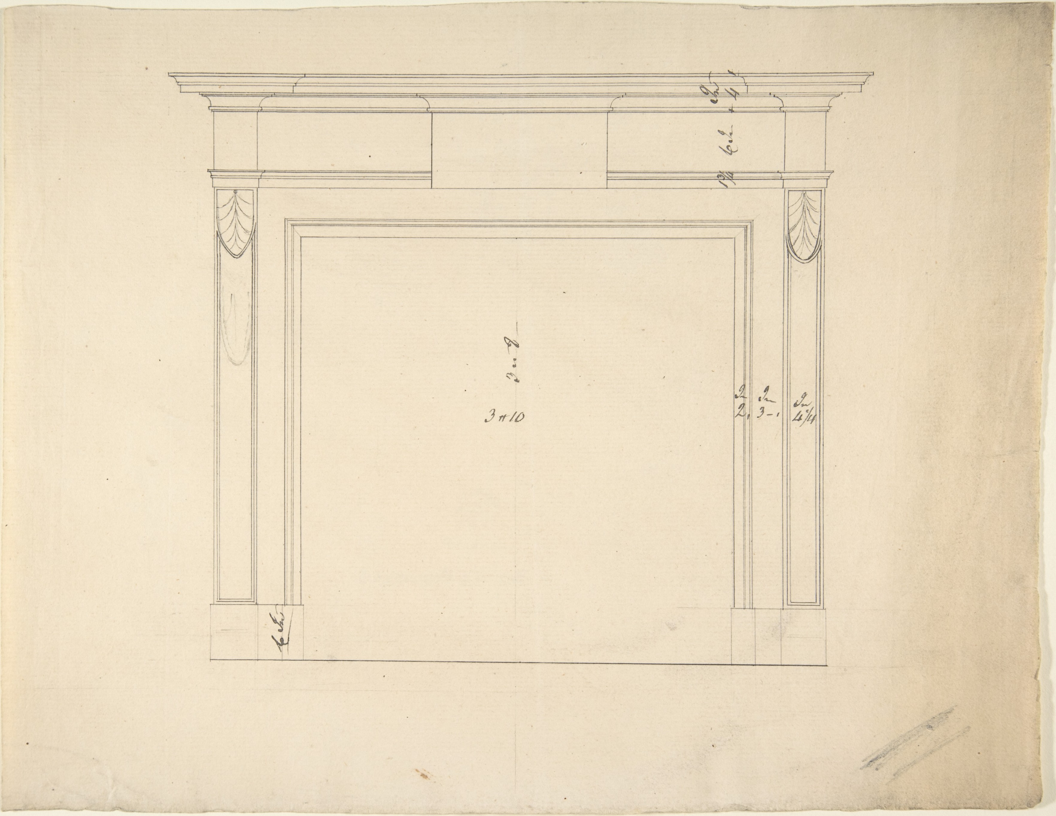 Architectural Drawing of Fireplace Mantel