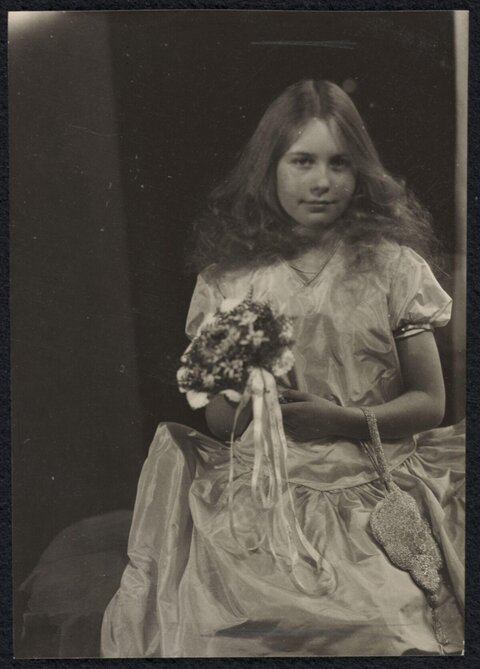 Vintage Portrait of Young Girl With Bouquet