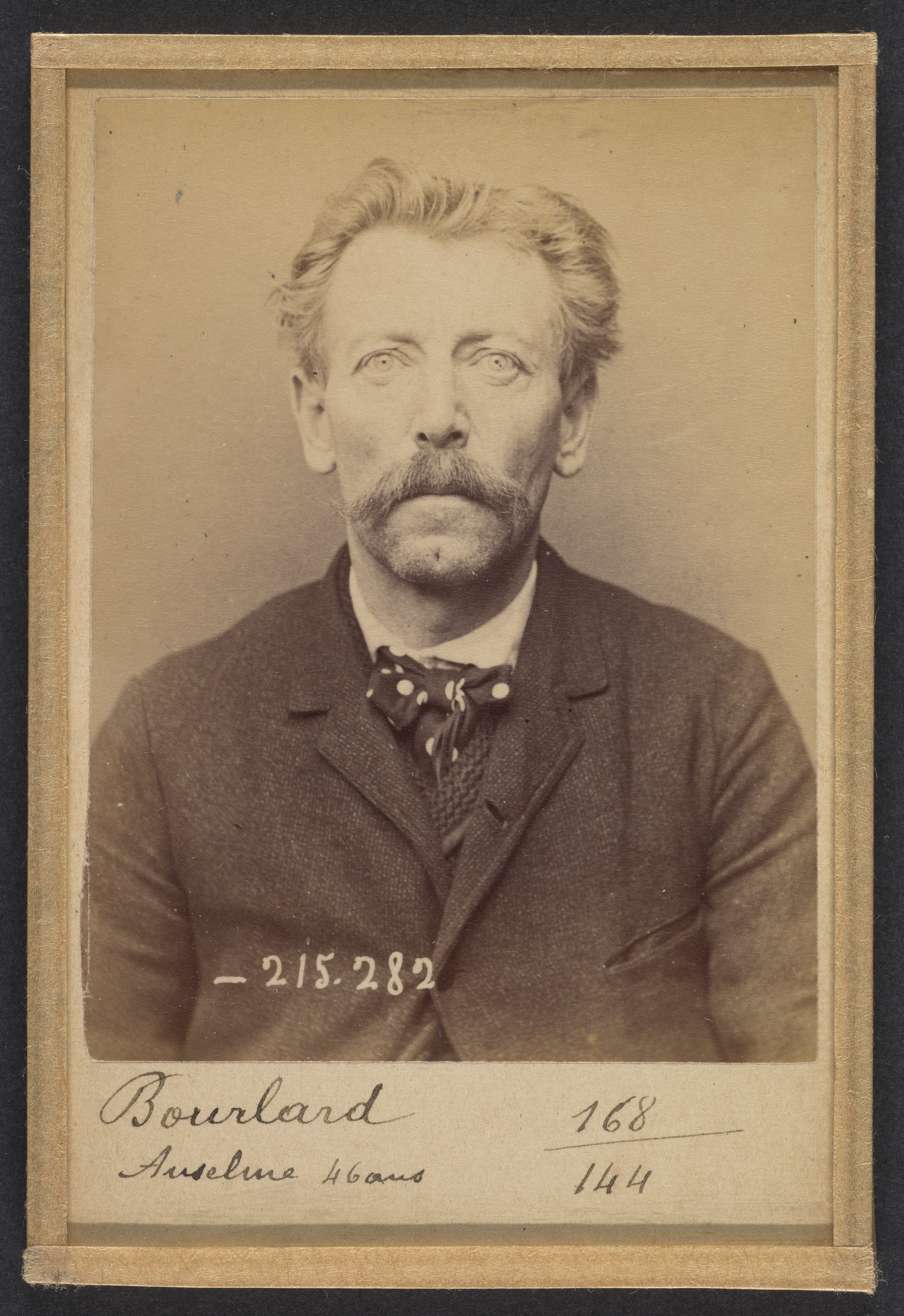 Vintage Mugshot of Anselme Bourland