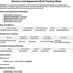 Service Level Agreement (SLA) Tracking Sheet