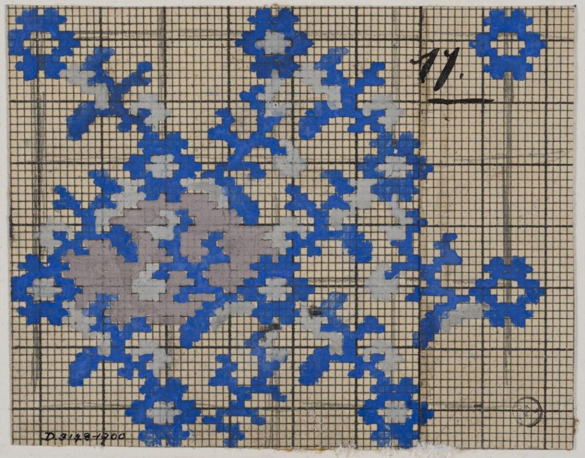 Vintage Grid Textile Pattern Sketch