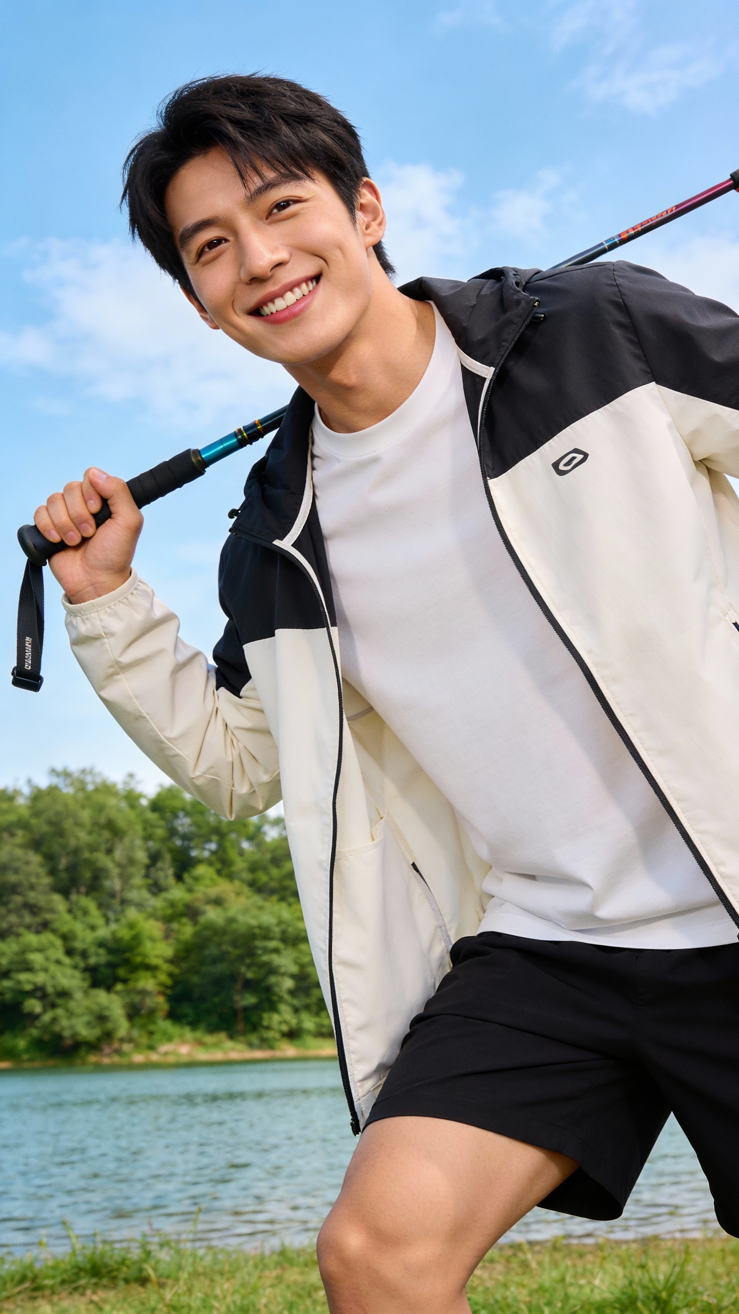 Smiling Young Hiker at Lakeside