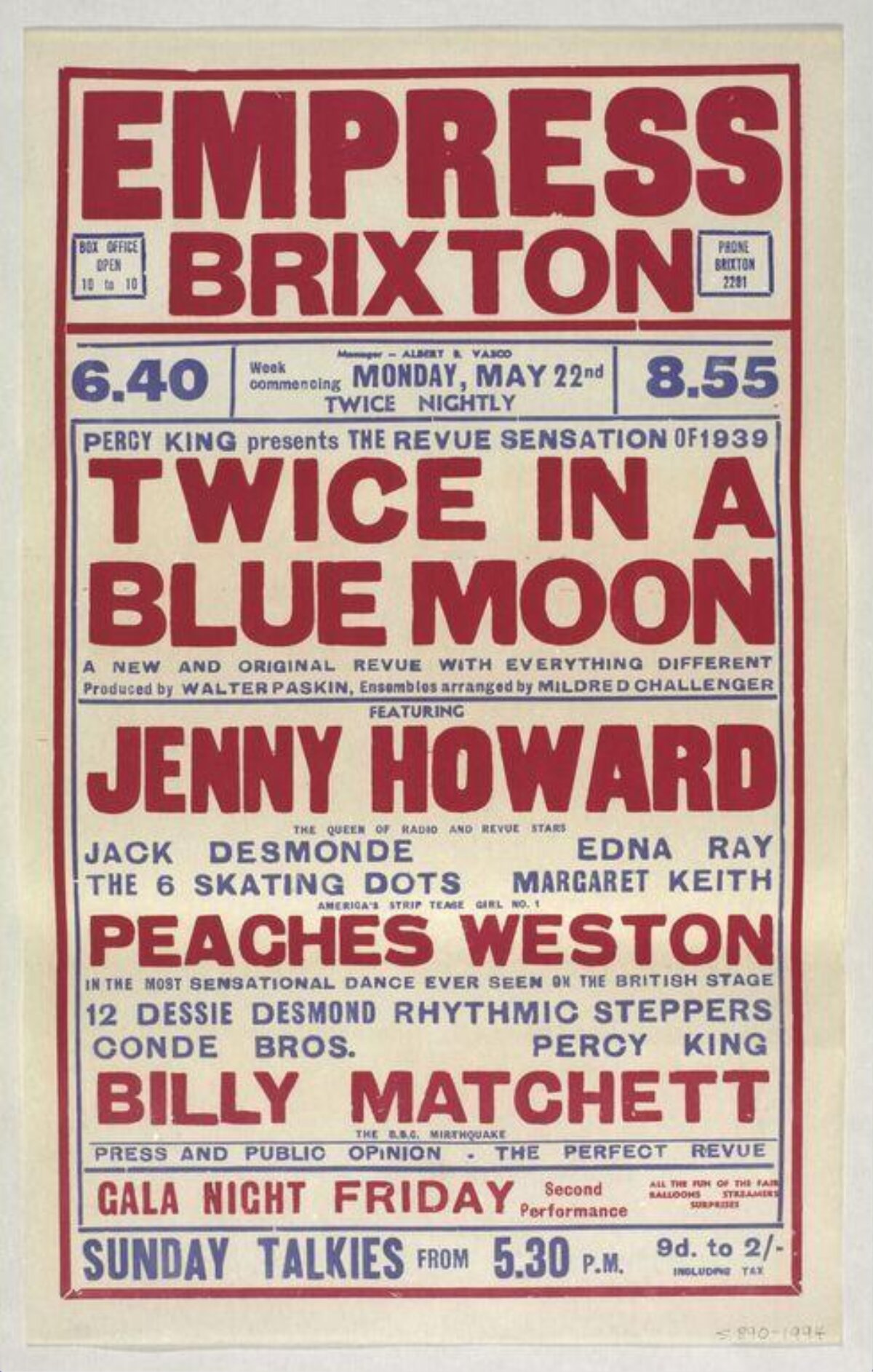 1939 Empress Brixton Theatre Revue Poster