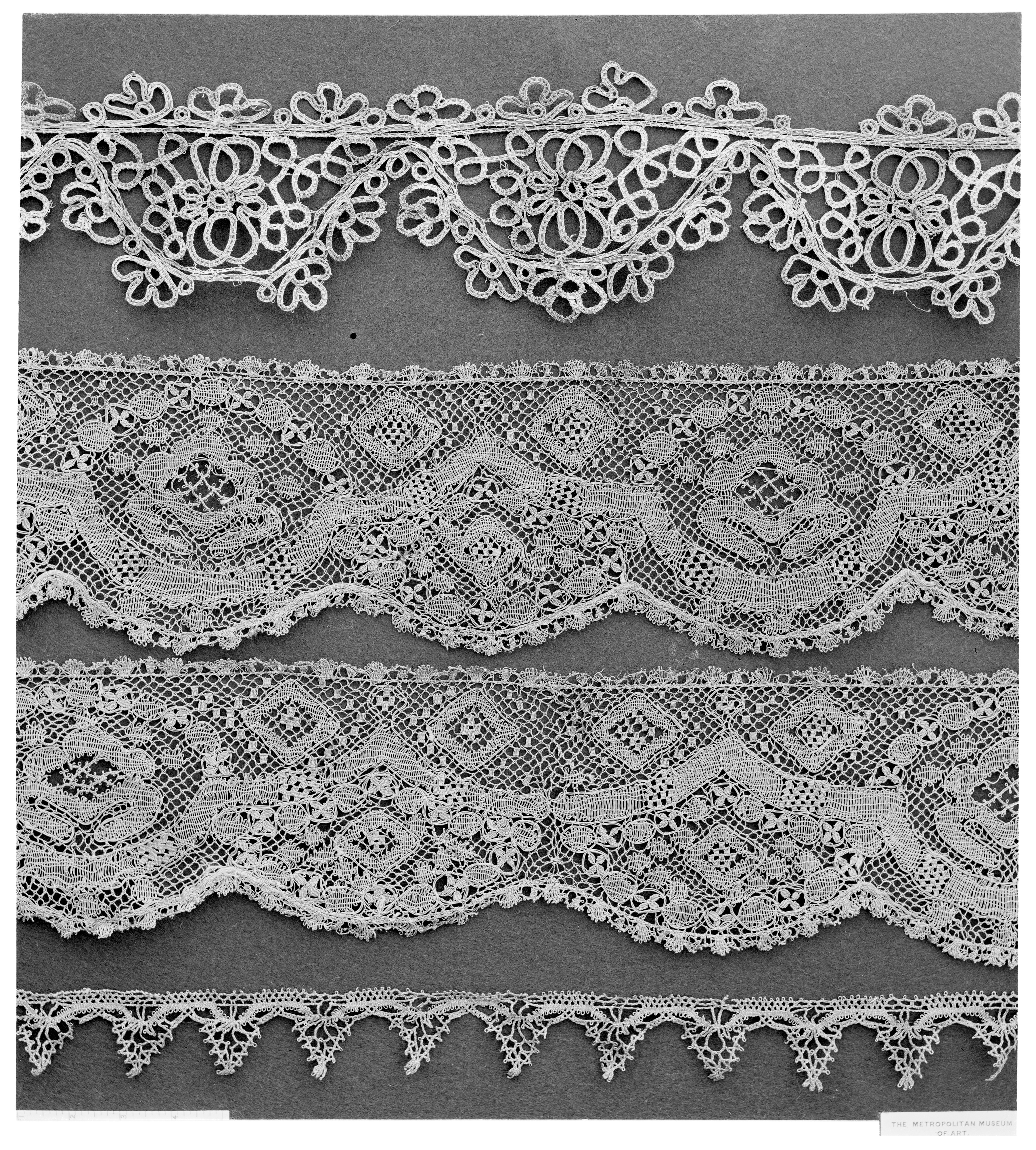 Four Antique Lace Trim Samples
