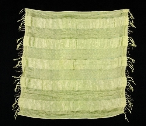Light Green Striped Fringed Textile