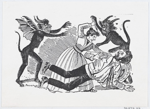 Woman Attacks Man With Two Demons