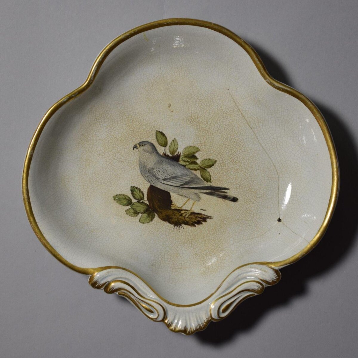 Painted Hawk Ceramic Leaf Dish