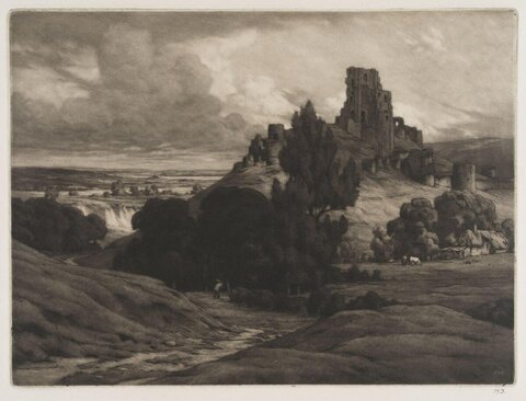 Hilltop Castle Ruins Landscape