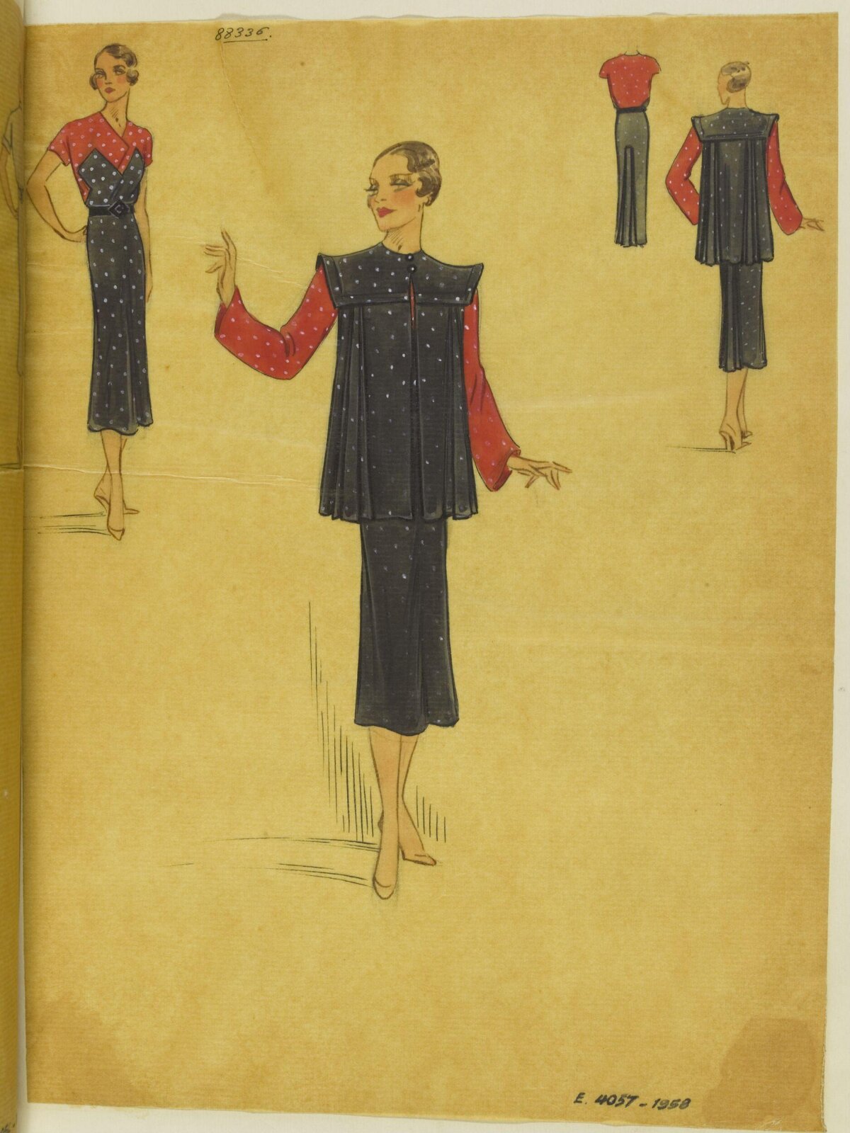 1930s Women's Fashion Design Sketch