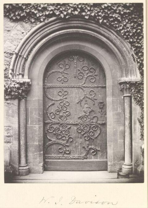 Old Ornate Arched Wooden Door