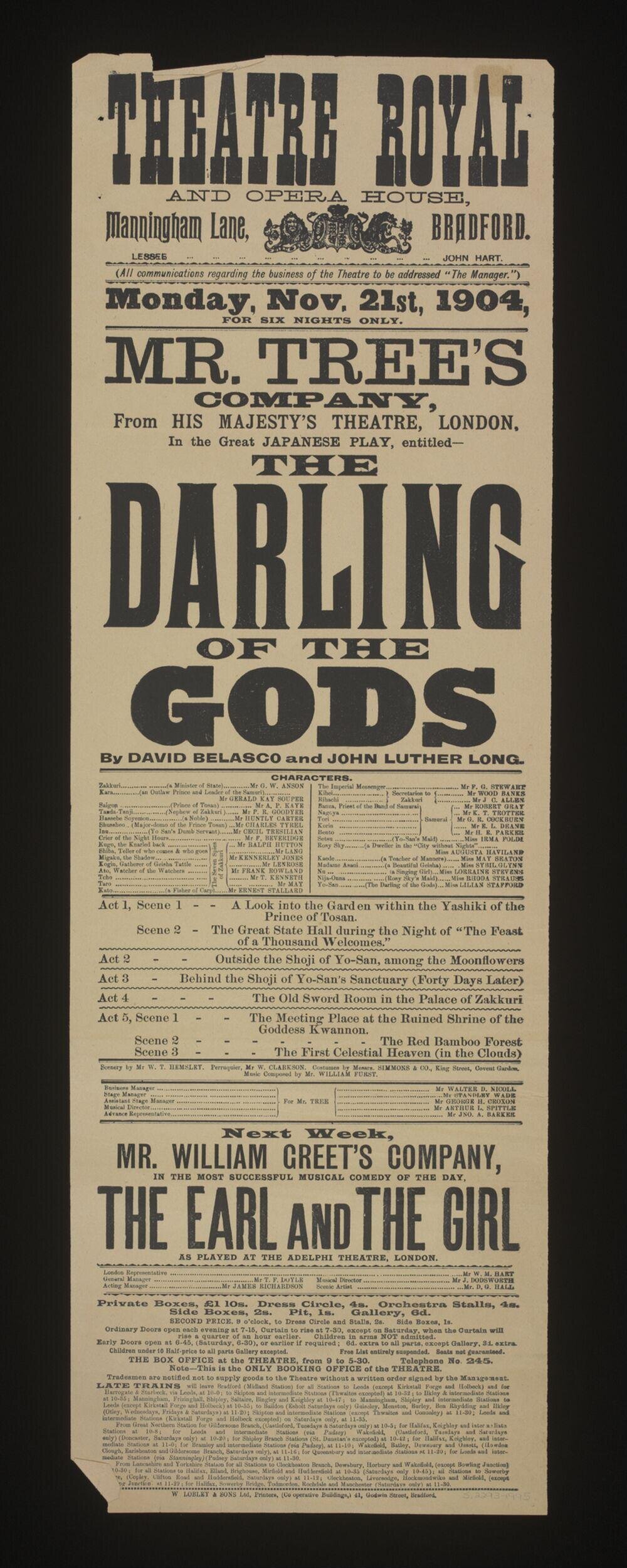 1904 Theatre Royal Playbill
