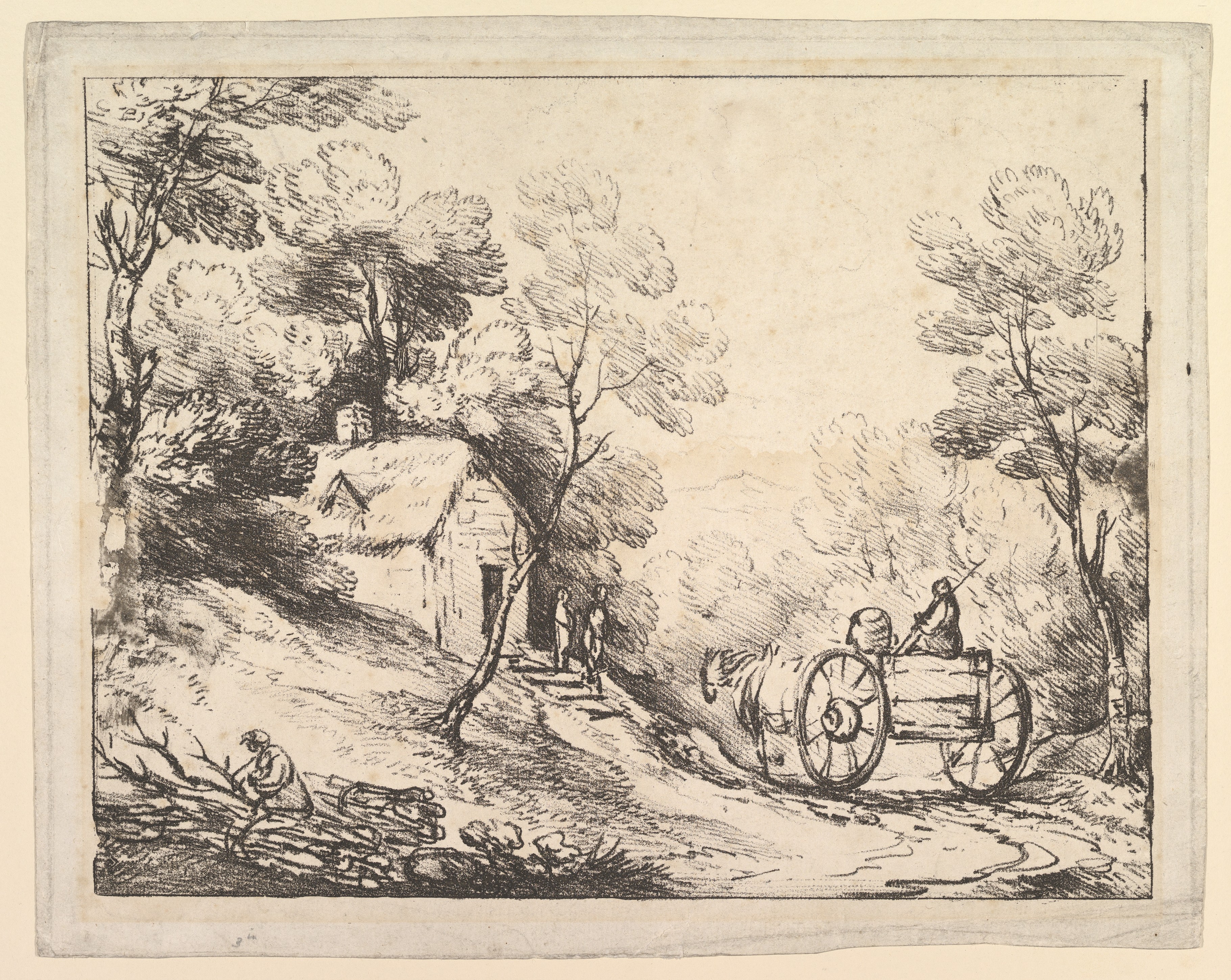 Rural Countryside Ink Drawing