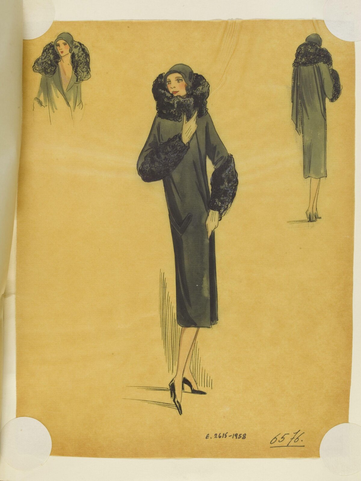 Vintage Women's Coat Fashion Sketch