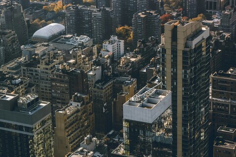 Aerial View of City Skyscrapers