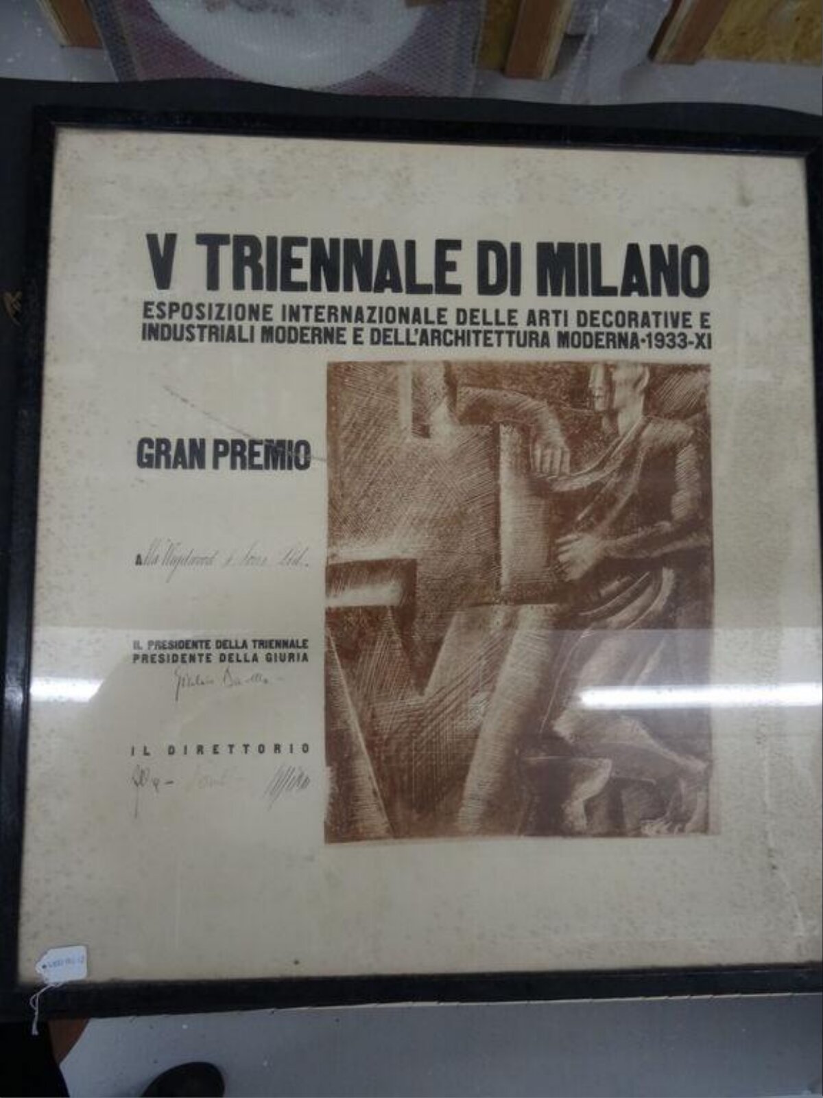 1933 Milan Triennale Grand Prize Certificate