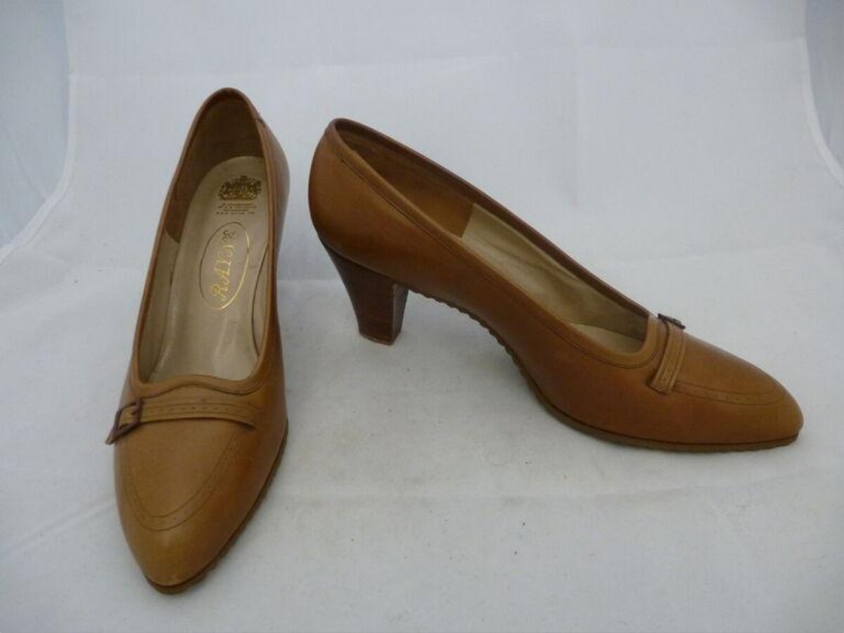 Tan Brown Leather High Heel Pumps