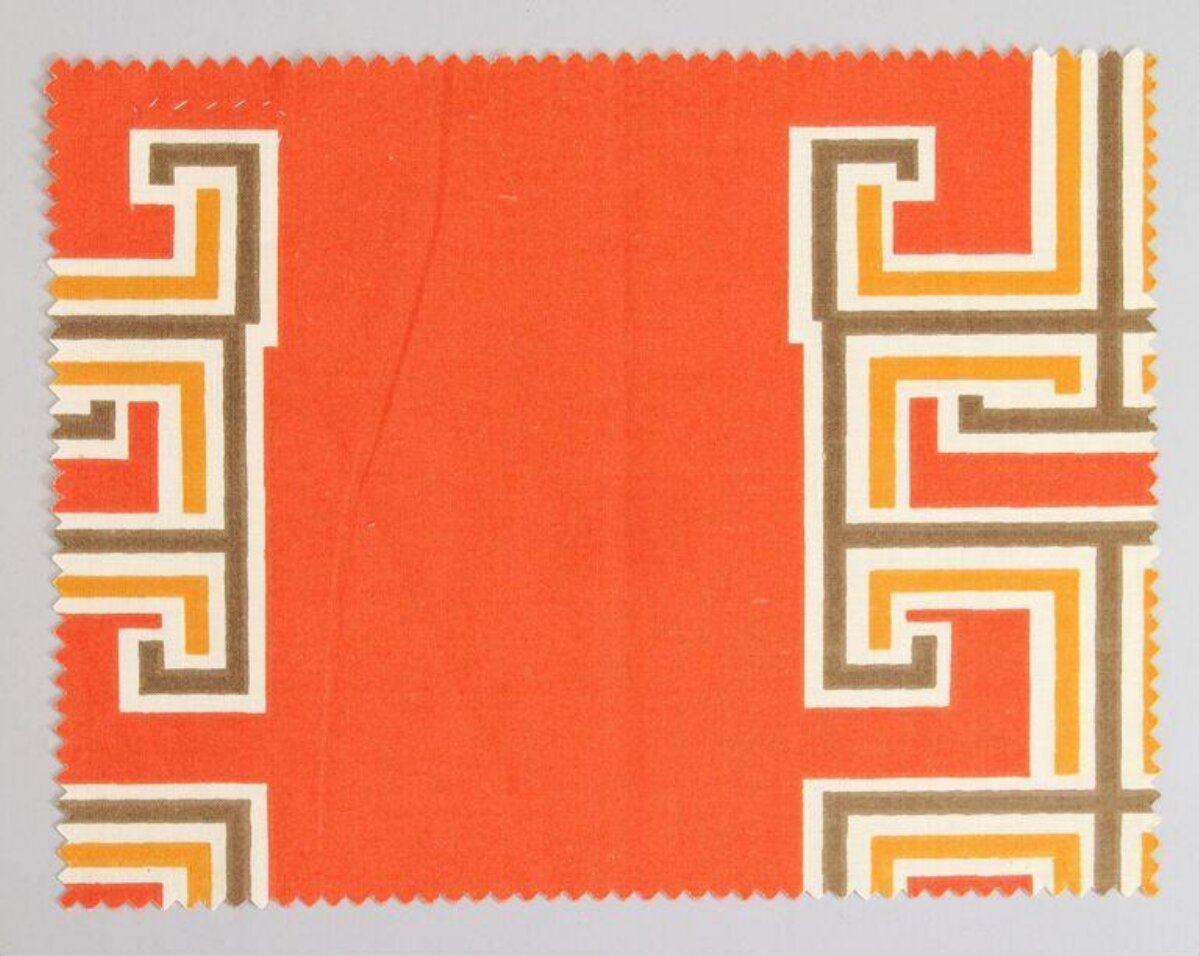 Orange Geometric Pattern Fabric Swatch