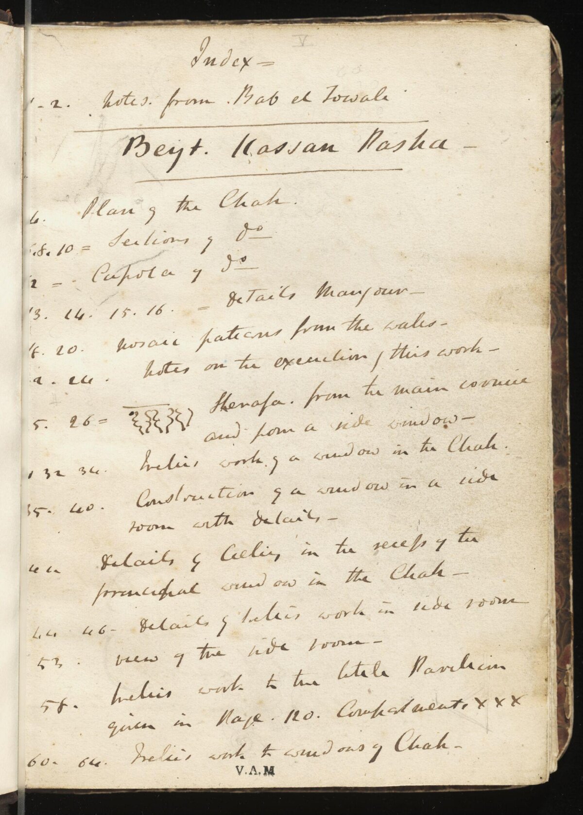 Handwritten Manuscript Index Page